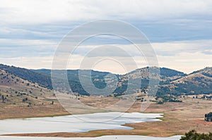 Australian outback landscape with lake