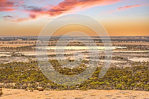 Australian Outback landscape seen from Wave Rock towards Lake Magic