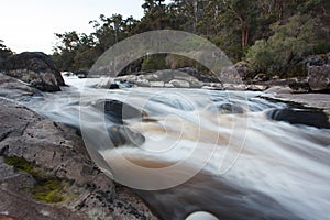 Australian outback river in evening dusk