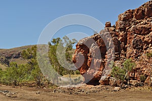 Australian outback rock outcrop river bed