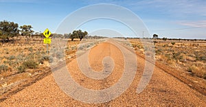 Australian school sign in totally empty landscape photo