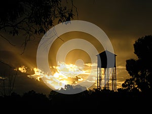 Australian Outback Water Tower Sunset