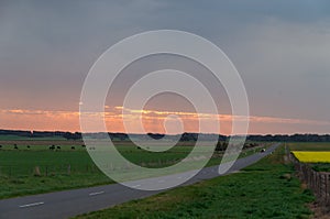 Australian rural road near Ballarat at sunset