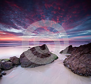 Australian seascape at dawn on square format