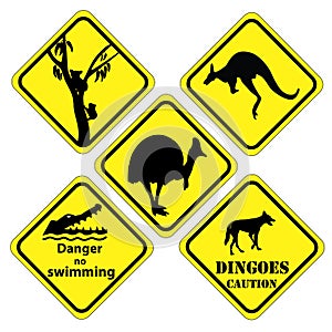 set of signs, Australian wildlife signs