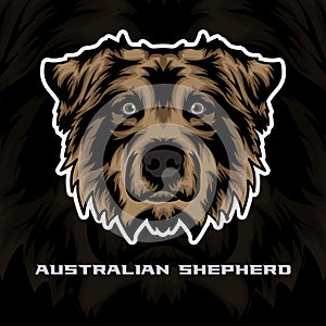 Australian Shepherd Dog Face Vector Stock Illustration, Dog Mascot Logo, Dog Face Logo vector