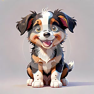 Australian shepherd puppy dog attentive smiling face