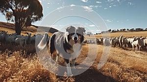 Australian Shepherd\'s Herding Task on the Ranch