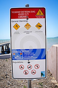 Australian warning sign for ocean at a beach in Cardwell photo