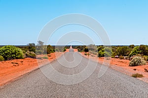 Australian winding asphalt road and bushland, Western Australia
