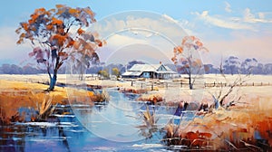 Australian Winter Landscape: A Delicate Cabincore Masterpiece