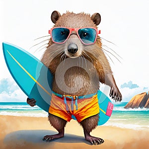 Australian Wombat ready to go surfing