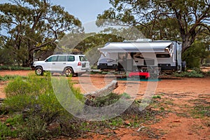 Australians enjoying holidays in caravans in the outback during the Covid-19 pandemic due to the restrictions on overseas travel