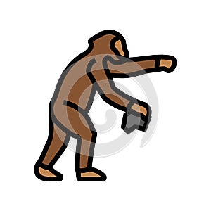 australopithecus human evolution color icon  illustration