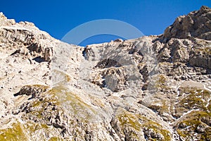 Austria. Alpine ridge- 09/25/2018: Dachstein mountain at an altitude of 3500 meters above sea level