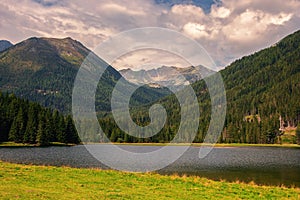 Austria Alps landscape panorama with mountain lake, Etrachsee