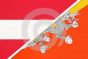 Austria and Bhutan, symbol of national flags from textile