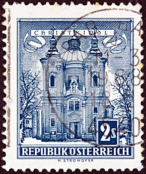 AUSTRIA - CIRCA 1957: A stamp printed in Austria from the `Buildings` issue shows Christkindl Church, circa 1957.