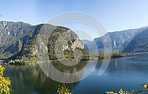 Austria. The city of Hallstatt, a beautiful, tourist city on the lake among the big mountains