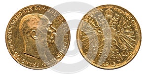 Austria 100 crowns gold coin 1915 photo