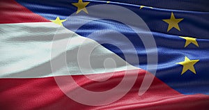 Austria and European Union flag background. Relationship between country government and EU