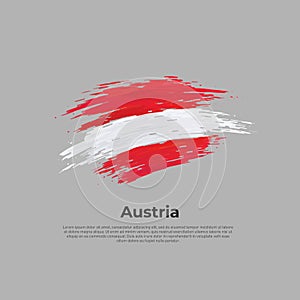 Austria flag. Brush strokes. State patriotic banner of austria, cover. Stripes colors of the austrian flag on a gray background