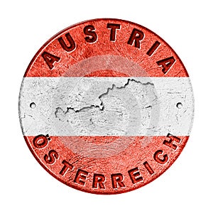 Austria Flag Button with Map