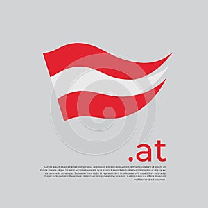 Austria flag. Stripes colors of the austrian flag on a white background. Vector design national poster with at domain, place