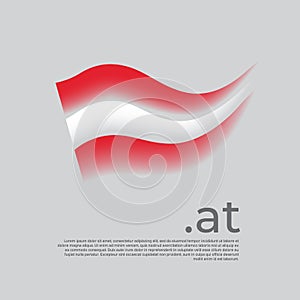 Austria flag. Stripes colors of the austrian flag on a white background. Vector stylized design national poster with at domain,