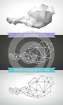 Austria grey and silver mosaic 3d polygonal maps