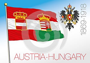 Austria and Hungary historical flag and crest