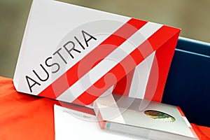 Austria information material on a desk