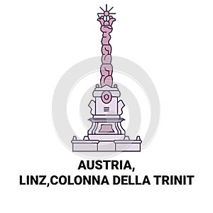 Austria, Linz,Colonna Della Trinit travel landmark vector illustration