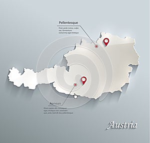 Austria map blue white card paper 3D