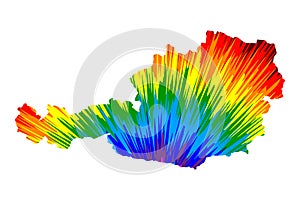 Austria - map is designed rainbow abstract colorful pattern