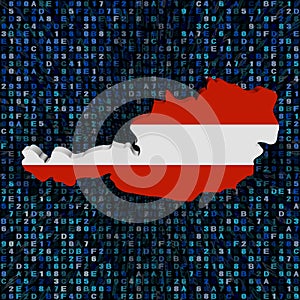 Austria map flag on hex code illustration