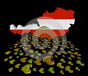 Austria map flag with euros foreground illustration