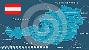 Austria - map and flag - illustration