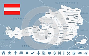 Austria - map and flag - illustration