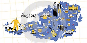 Austria map flat hand drawn