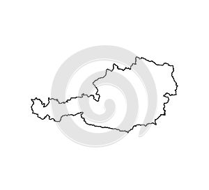Austria map on white background. Vector illustration