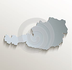 Austria map white blue card paper 3D