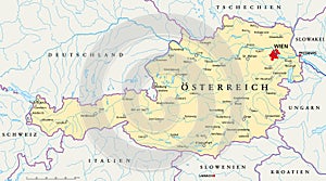 Austria political map German labeling photo