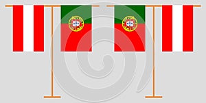 Austria and Portugal. The Austrian and Portuguese vertical flags. Official colors. Correct proportion. Vector