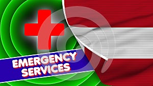 Austria Realistic Flag with Emergency Services Title Fabric Texture 3D Illustration