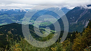 Austria from the Rossfeld Panorama road in the Bavarian Alps in Germany