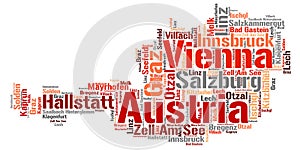 Austria top travel destinations word cloud