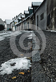 Austria, traditional austrian old village Bad Fischau Brunn in Winter