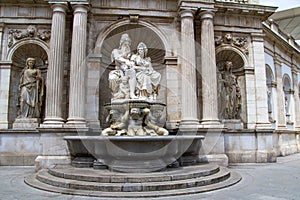 Austria, Vienna, fountain with statues of Danubius and Vindobona