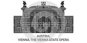 Austria, Vienna, The Vienna State Opera travel landmark vector illustration